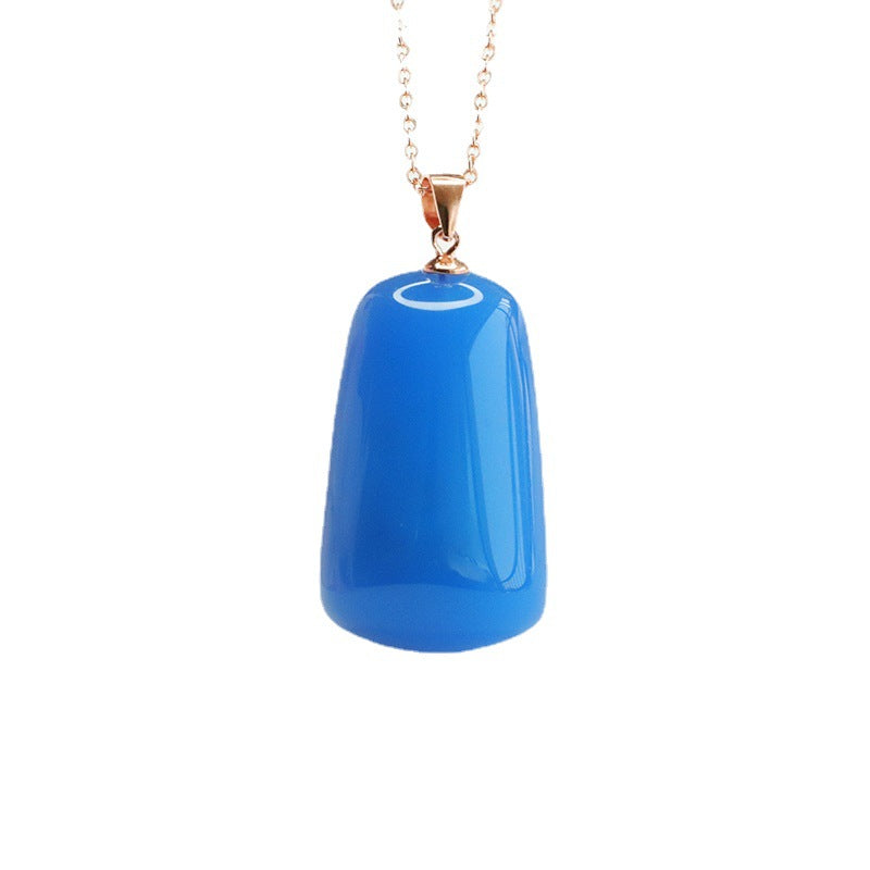 Rose Gold Necklace with Blue Chalcedony Pendant