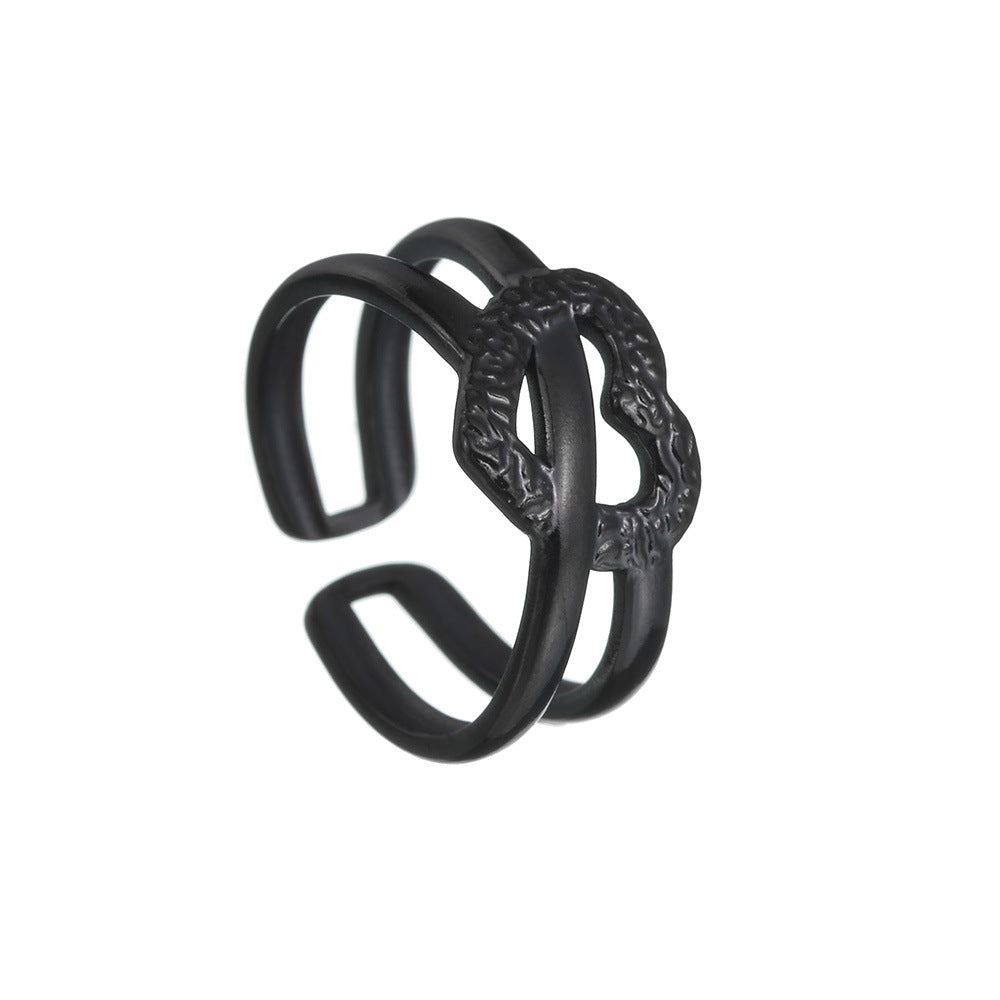 Chic Titanium Steel Ring with Cross-Cultural Charm and Adjustable Fit