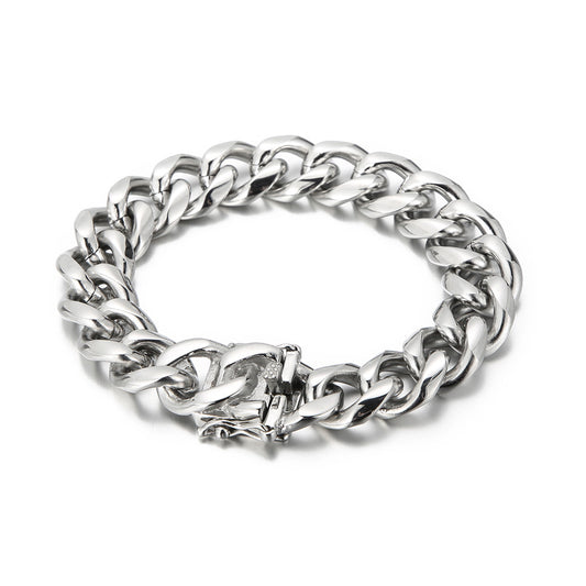 Titanium Steel Cuban Link Bracelet Necklace for Men - European and American Trend