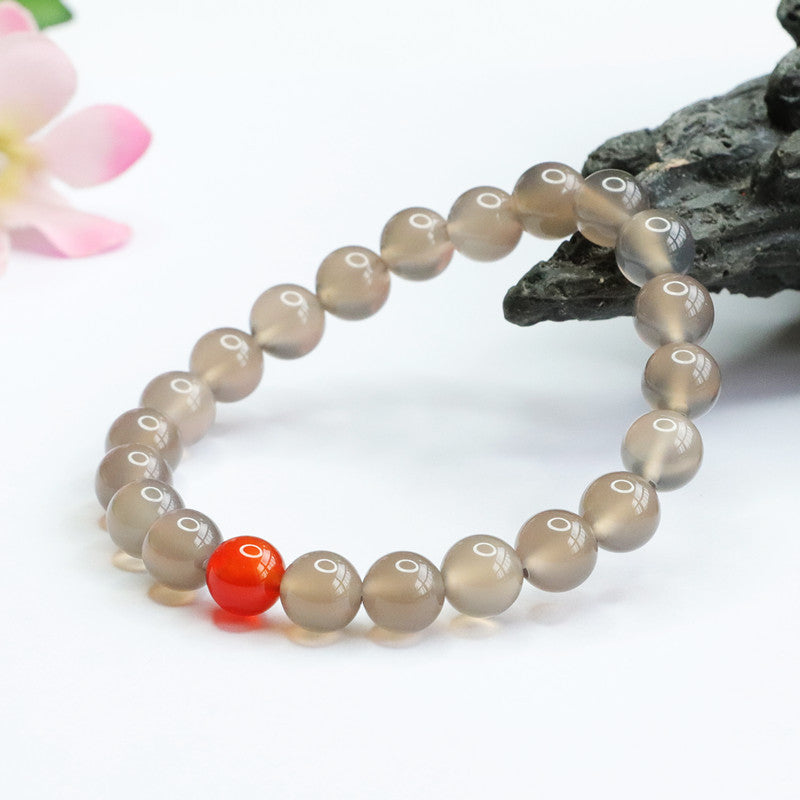 Purple Chalcedony and Red Agate Sterling Silver Bracelet