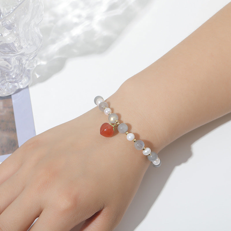 Moonlight Stone Pearl Peach Bracelet