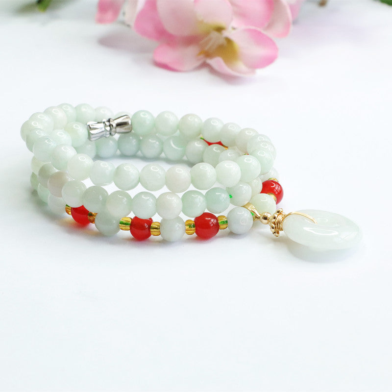 Jade, Agate, and Chalcedony Sterling Silver Bracelet