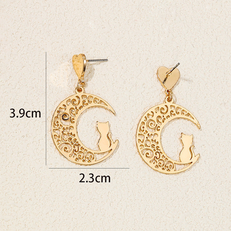 Moon Kitten Exaggerated Metal Earrings - Vienna Verve Collection