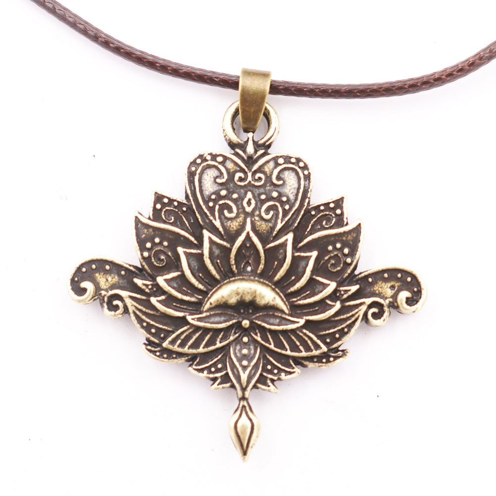 Vintage Mandala Metal Necklace with OM Pendant - Handmade Indian Yoga Jewelry