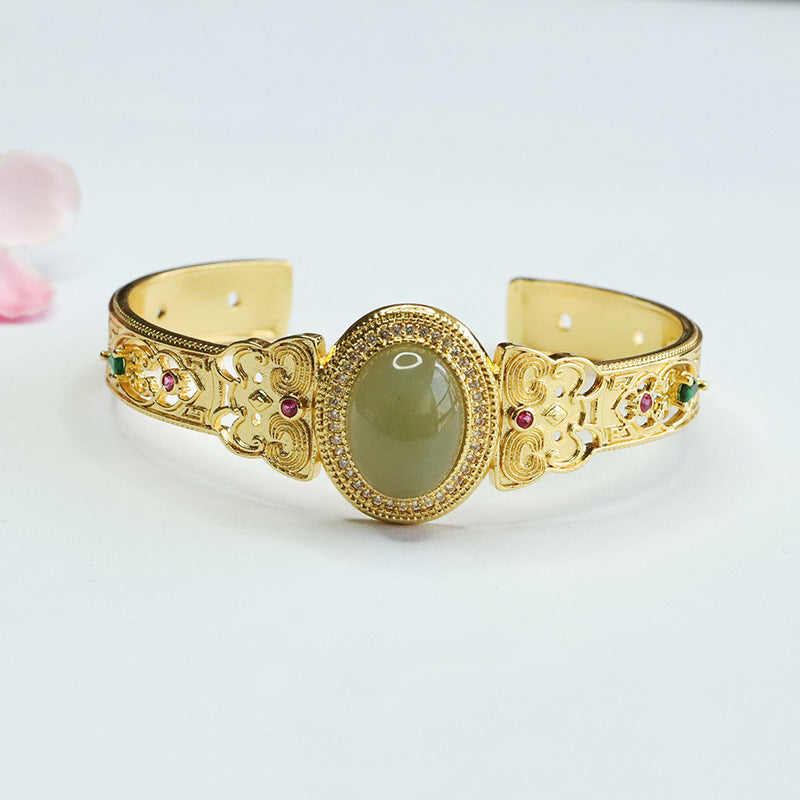 Qing Aqua Pigeon Egg Bracelet with Natural Hetian Jade Hand String