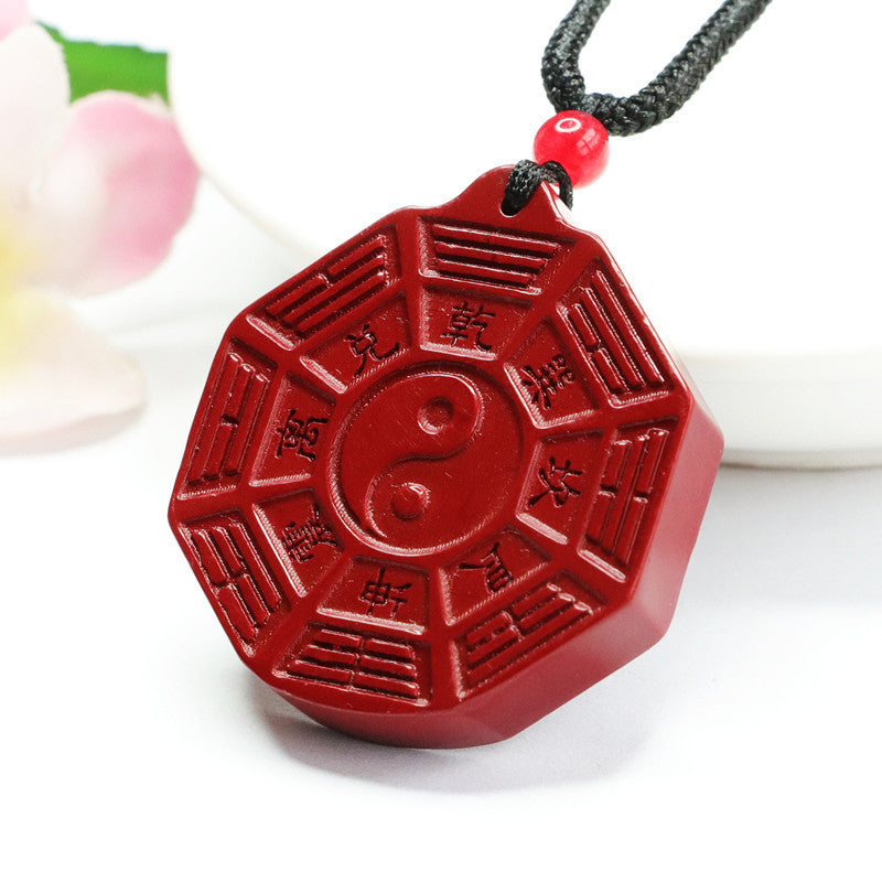 Vermilion Sand Bagua Tai Chi Pendant with Purple Gold Sand and Cinnabar Stone