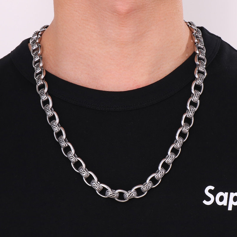 Punk Vintage Cross Chain Necklace - Korean Dongdaemun Stylish 12mm Titanium Steel Necklace for Men