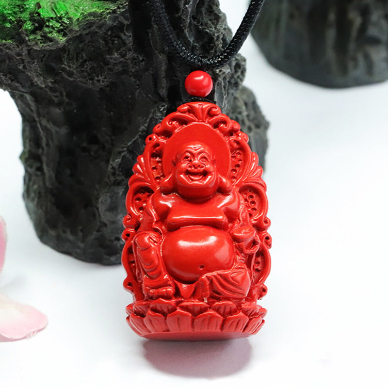 Sterling Silver Cinnabar Guanyin Buddha Pendant