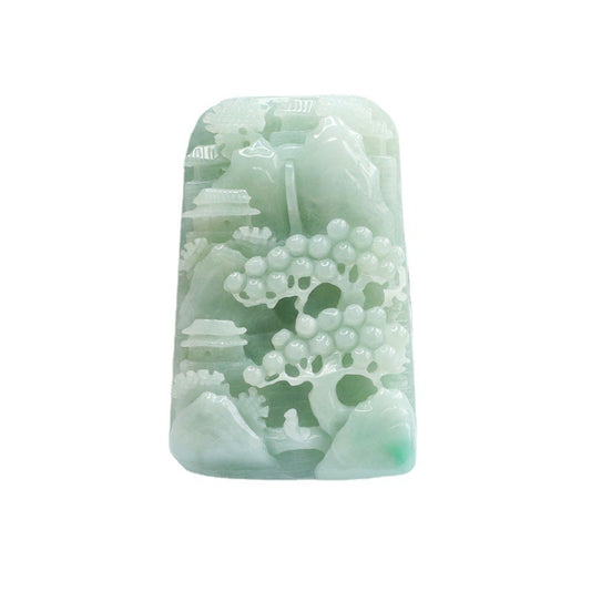 Green Hollow Landscape Jade Pendant