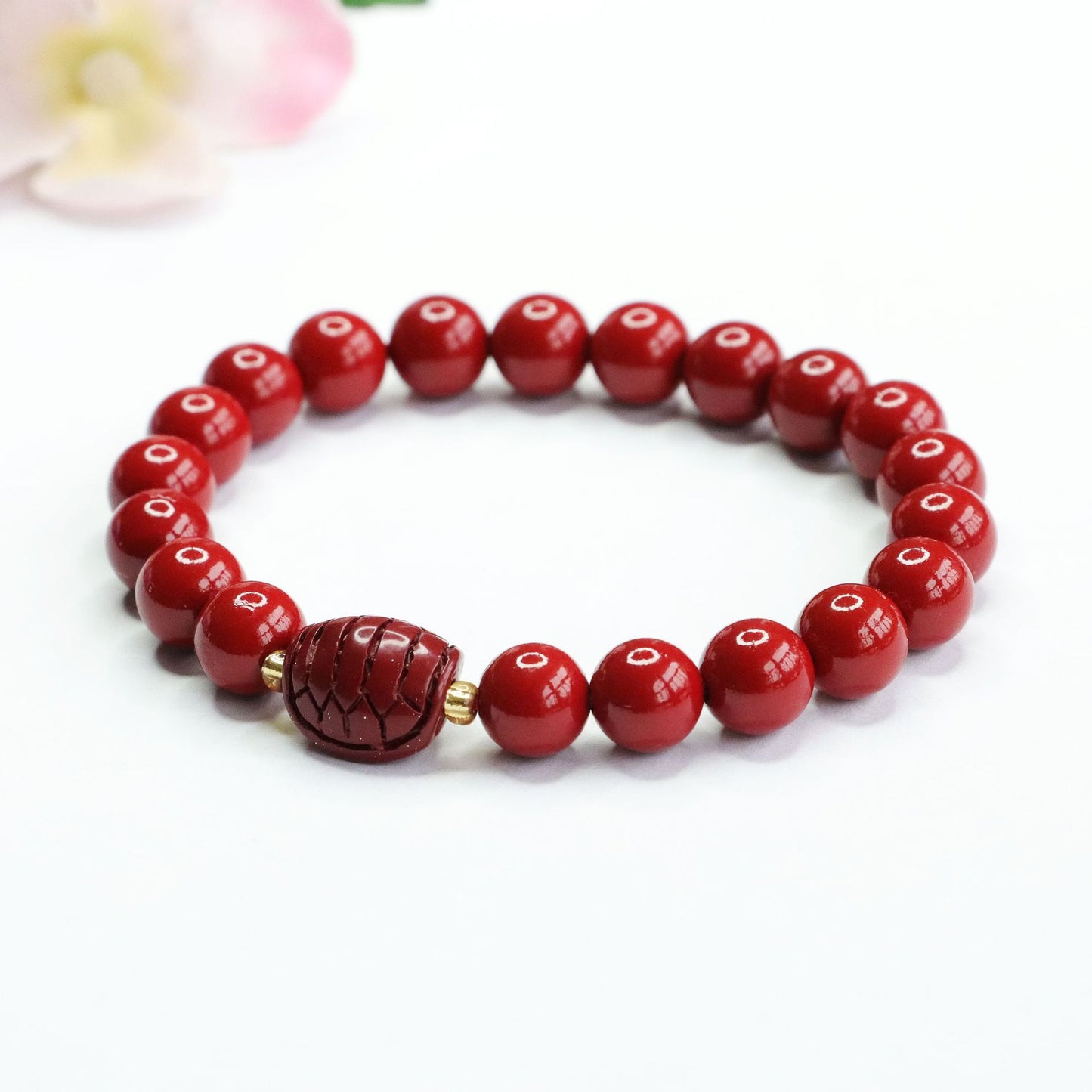 Cinnabar Stone Sterling Silver Bracelet from Planderful Collection