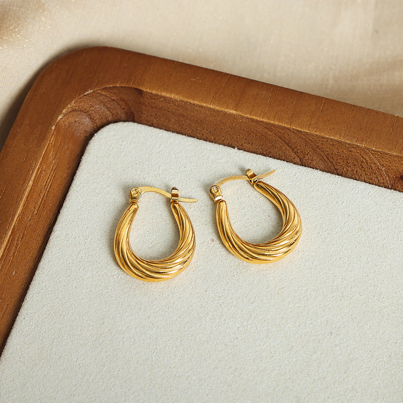 Exquisite Geometric Gold-Plated Earrings with Metal Needles by Planderful Collection