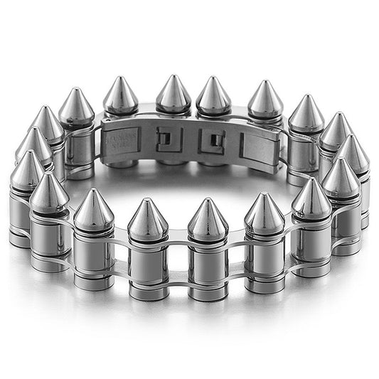 Stylish Men's Titanium Steel Locomotive Bracelet with Creative Bullet Design