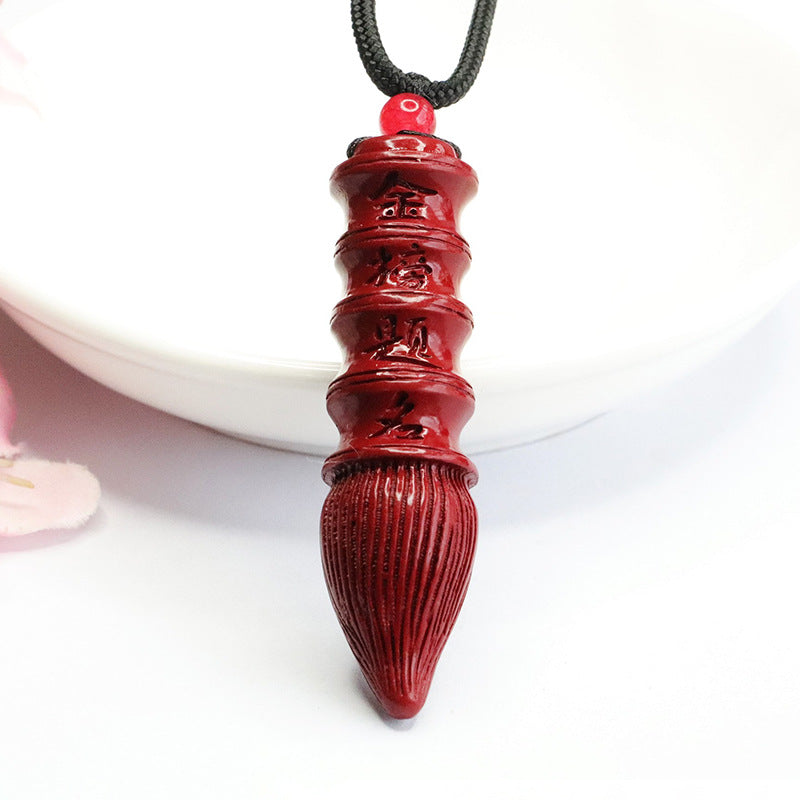 Purple Gold Vermilion Sand Brush Pendant with Cinnabar Stone