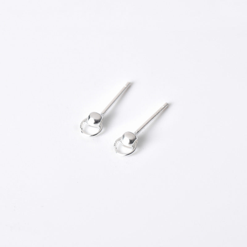 Small Bean Design Sterling Silver Stud Earrings