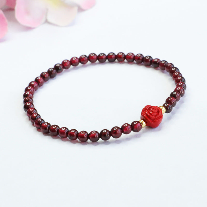 Vermilion Sand and Garnet Sterling Silver Bracelet