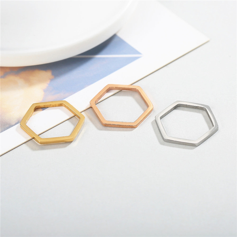 Hexagonal Titanium Steel Ladies Ring - Everyday Genie Collection