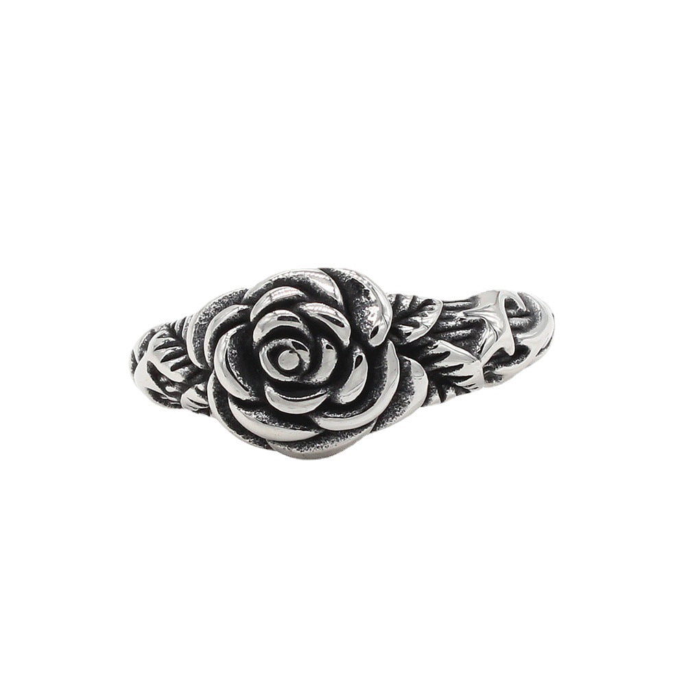 Retro European and American Rose Women's Titanium Steel Ring