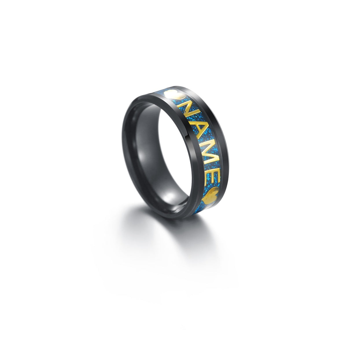 Personalized Multicolor Titanium Steel Letter Ring with Three-Day Delivery for Men