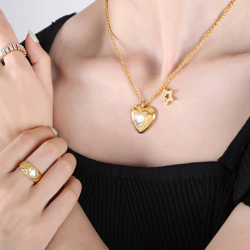 Hip-hop Geometric Heart Necklace - Planderful Collection