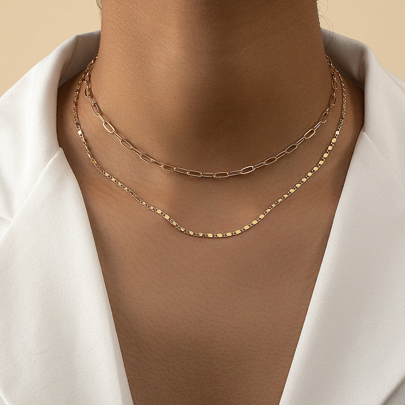 Elegant Layered Clavicle Chain Necklace Set with Cold Style Vibes