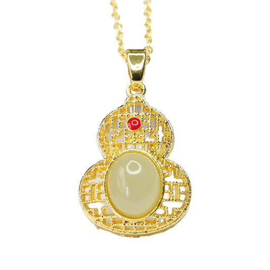 Fortune's Favor Jade Gourd Pendant