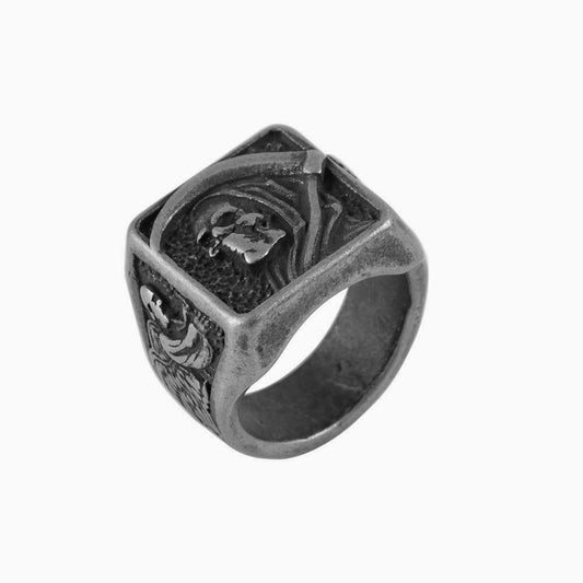 Retro Skull Scythe Ring - Dark Hip-Hop Men's Jewelry from Europe and America