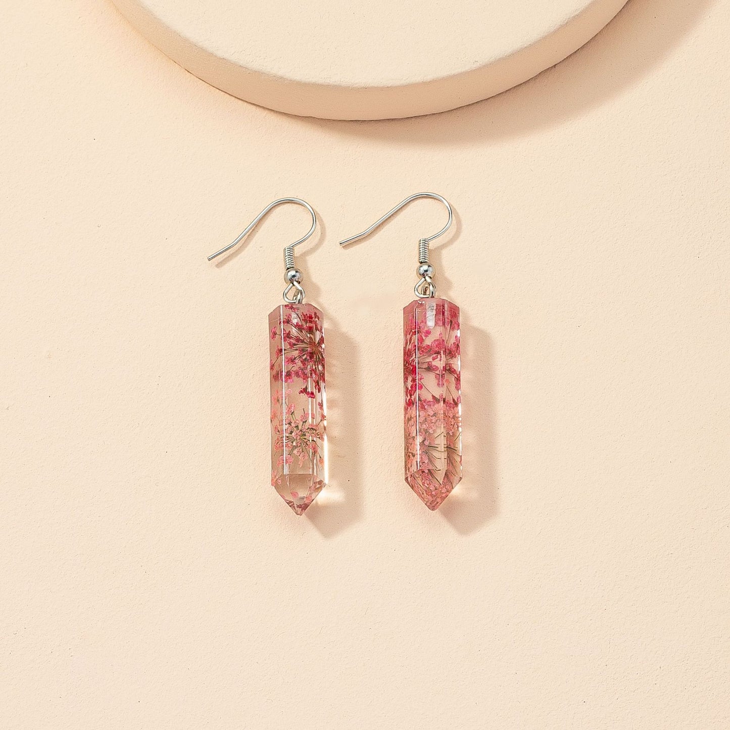 Rose Red Crystal Resin Earrings - Elegant Vienna Verve Collection