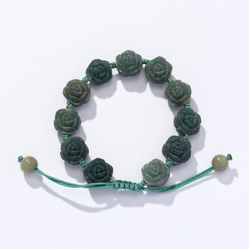 Ancient Style Gradient Jade Bracelet with Sterling Silver Needle