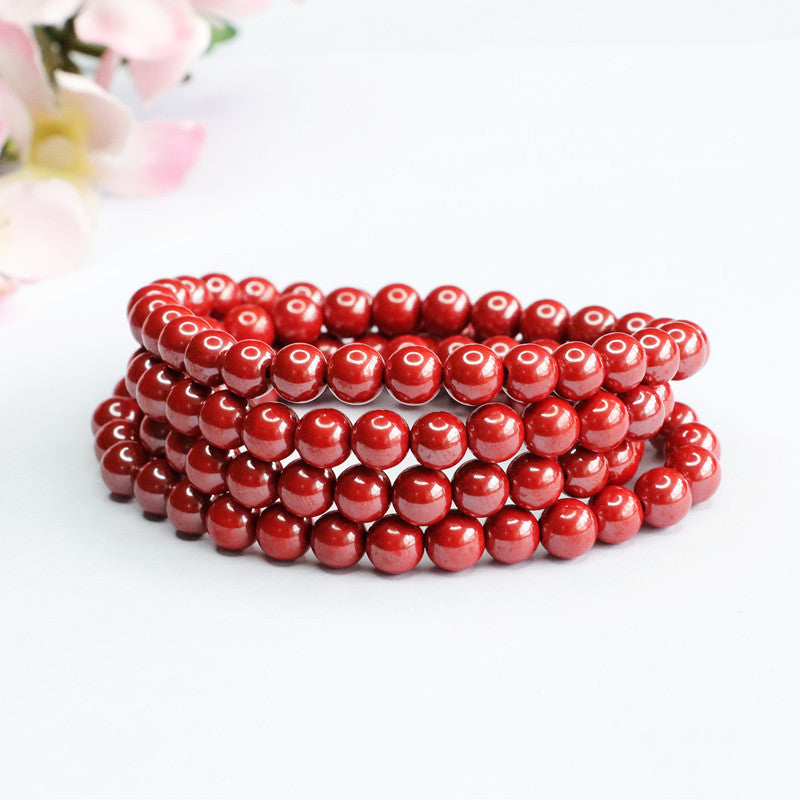 National Wind 108 Buddha Beads Bracelet with Cinnabar Stone