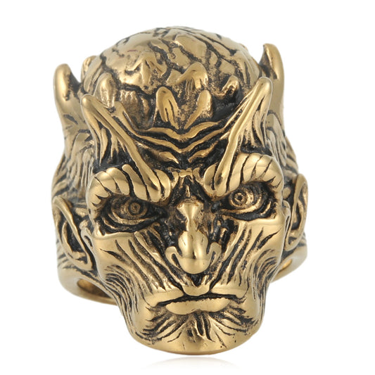 Trendy Titanium Steel Dragon Ring for Men - Punk Retro Stainless Steel Prince Portrait Design