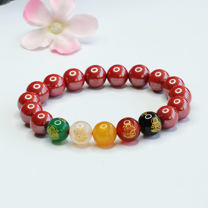 Emperor Sand Fifth Road Fortune's Favor Sterling Silver Bracelet with Cinnabar Stone and Agate