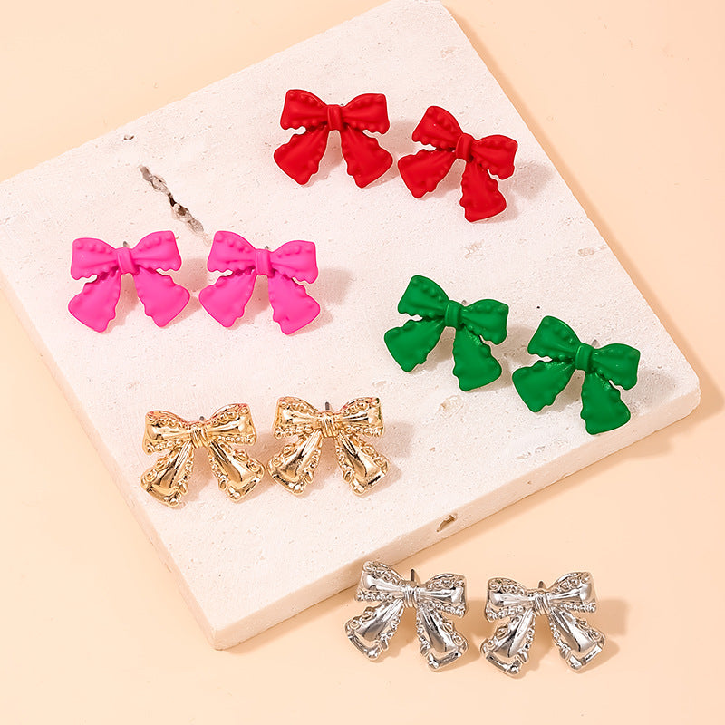 Charming Vienna Verve Metal Bow Earrings for Women