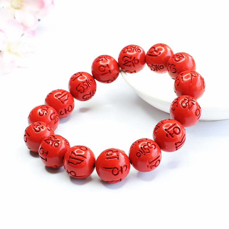 Red Sand Sterling Silver Bracelet with Cinnabar Stone