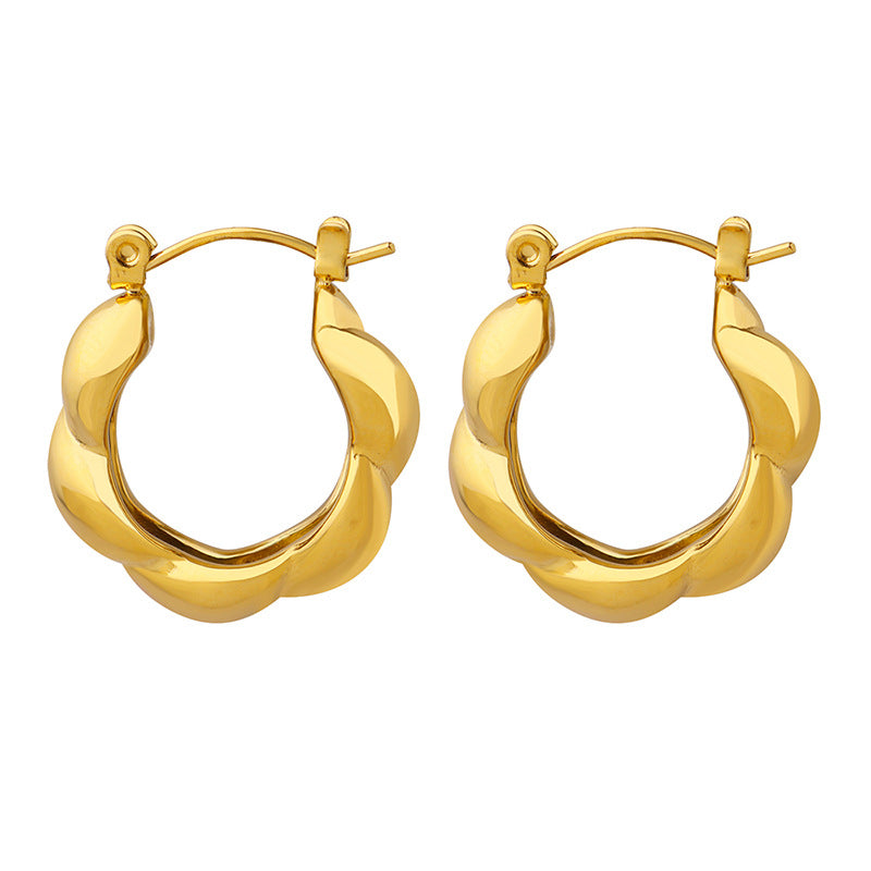 Kinked Temperament Gold-Plated Earrings with Korean Influence