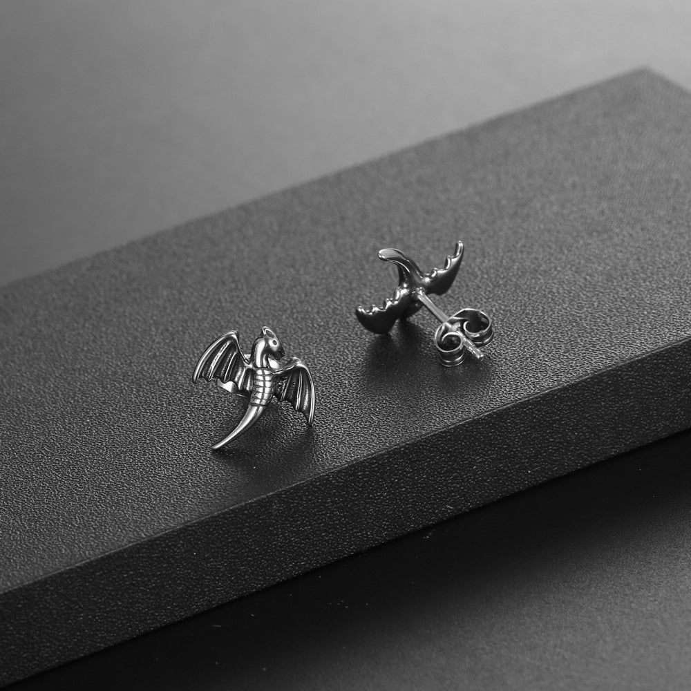 Retro Titanium Steel Pterosaur Stud Earrings for Trendsetters - Unisex Fashion Accessory