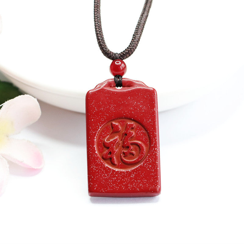 Vermilion Sand Pendant with Cinnabar Stone Design