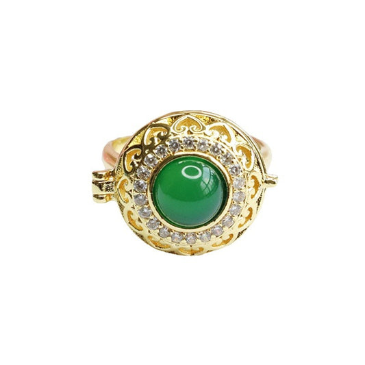 Imperial Green Chalcedony Sterling Silver Adjustable Ring