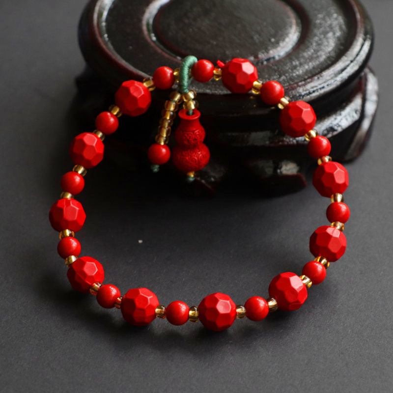 Fortune's Favor Sterling Silver Cinnabar Stone Bracelet