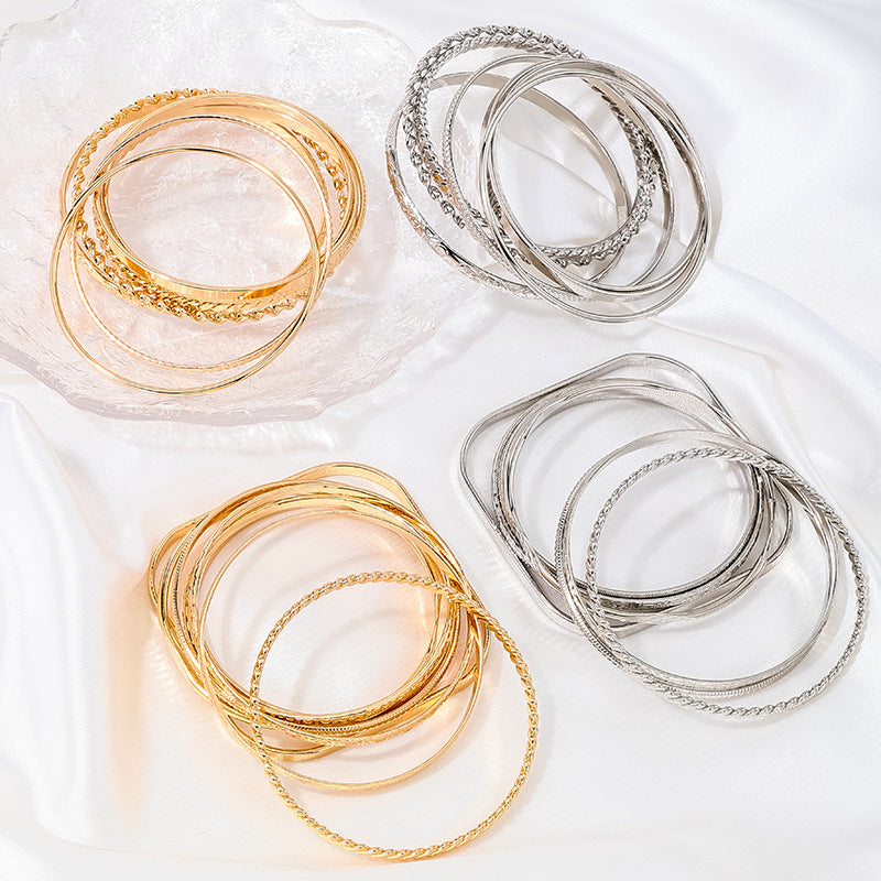 Bohemian Ripple Metal Bracelet Set - Vienna Verve Collection