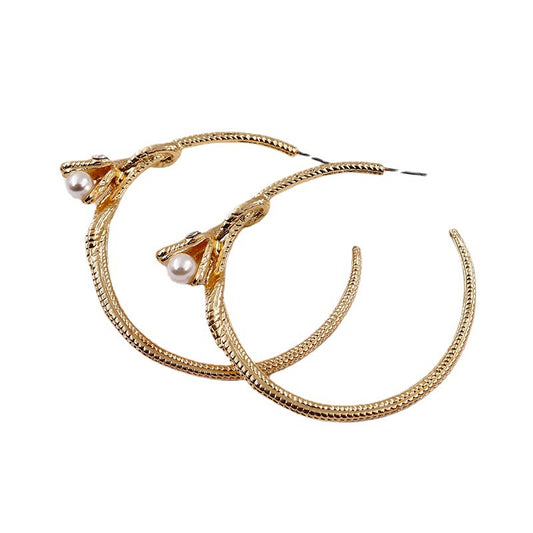 Exaggerated Vienna Verve Snake Pearl Earrings