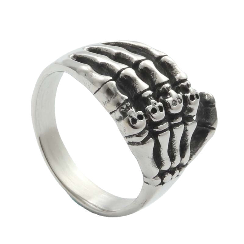 Titanium Steel Skull Ring for Men - Retro Trendy Ghost Claw Design Directly from Manufacturer