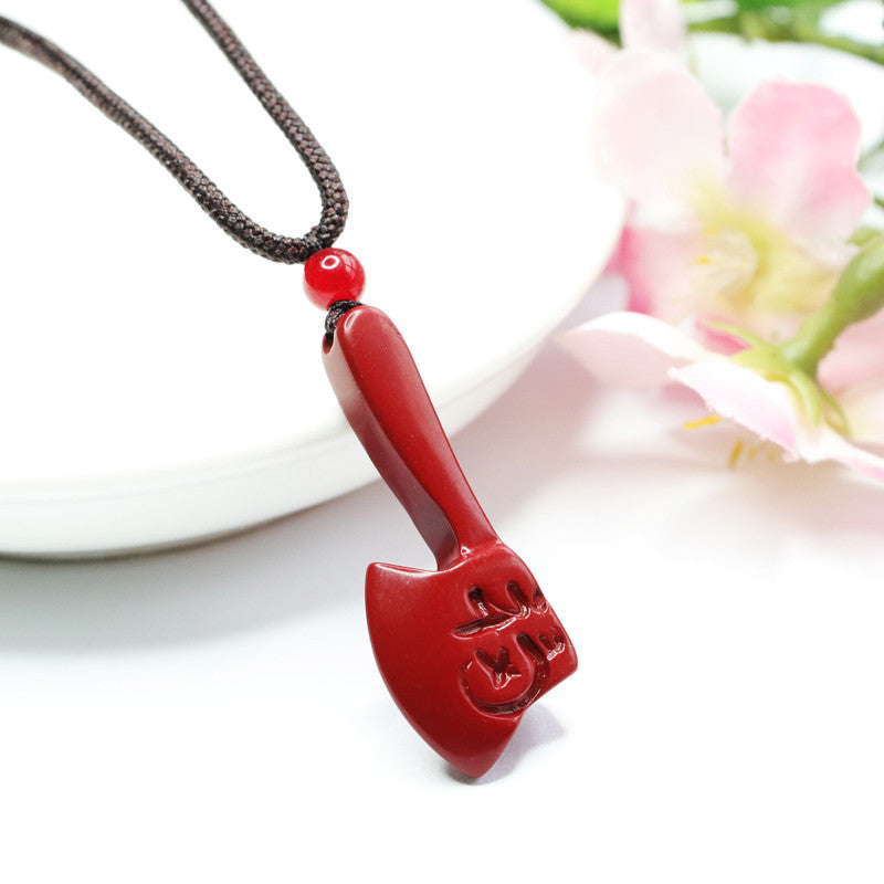 Fortune's Favor Cinnabar Axe Pendant - Sterling Silver Jewelry