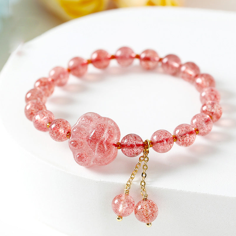 Fortune's Favor Sterling Silver Strawberry Crystal Bracelet