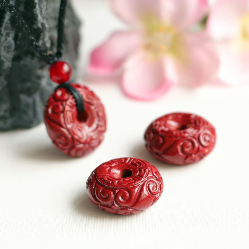 Vermilion Sand Pendant with Cinnabar Stone and Purple Gold Sand Safety Buckle