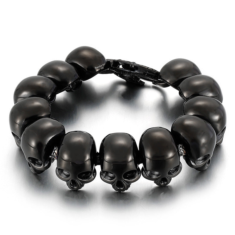 Trendy Men's Titanium Steel Skull Bracelet - Bold Fashion Statement for Modern Style