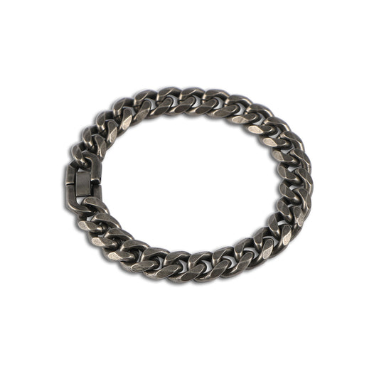 Men's Stylish Titanium Steel Cuban Bracelet - Chic Six-Sided Polished Finish