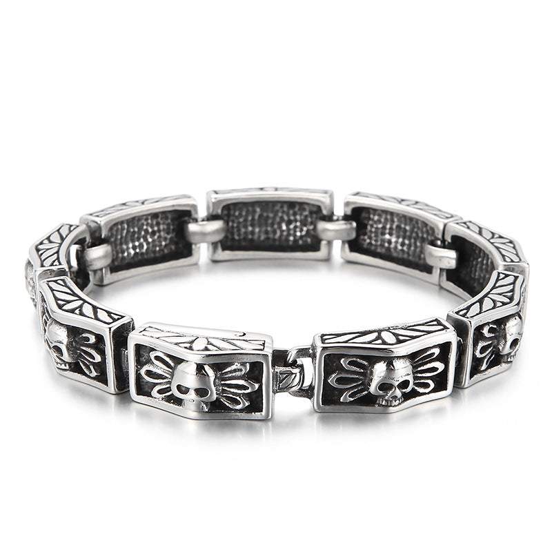 Punk Elegance: Retro Skull and Lion Head Men's Bracelet