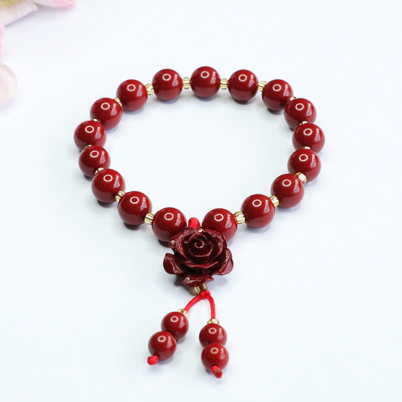 Fortune's Favor Sterling Silver Cinnabar Stone Bracelet