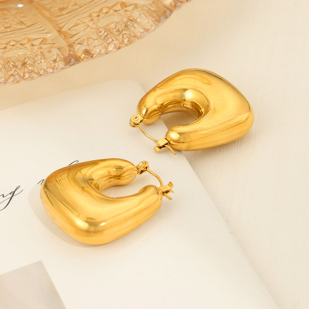 Geometric U-Shaped Gold-Plated Earrings - Everyday Genie Collection