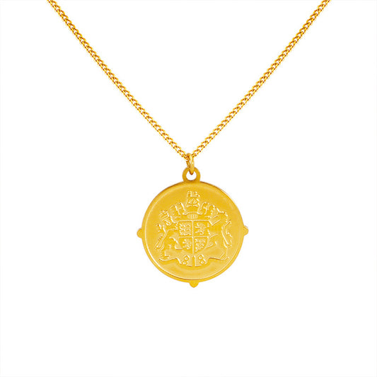 Golden Talisman Collarbone Necklace with Ethnic Inspired Design